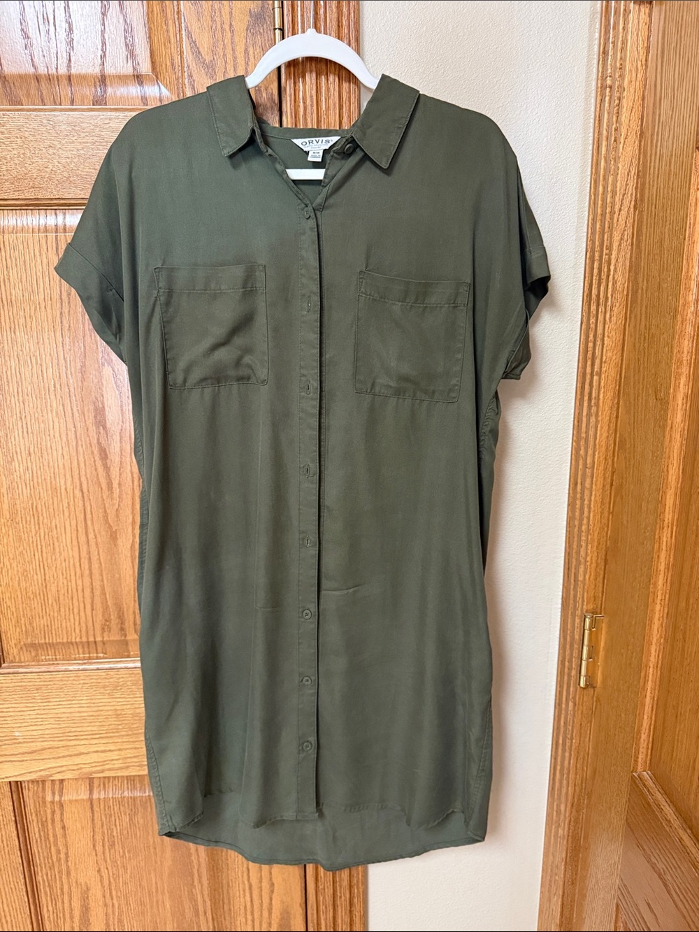 Orvis Olive Green Short-Sleeve Button-Front Shirt
